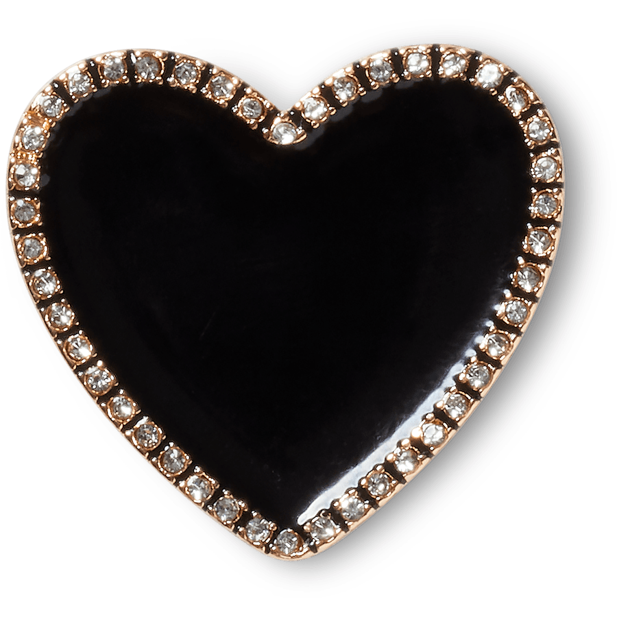 Crocs - Black Heart with Gold Outline Jibbitz™ charms