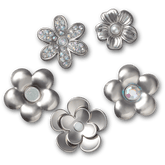 Crocs - Monochrome Slvr Flwrs 5 Pack Jibbitz™ charms