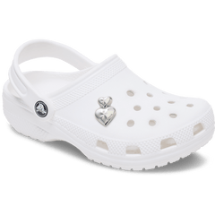 Crocs - Silver Double Heart Jibbitz™ charms