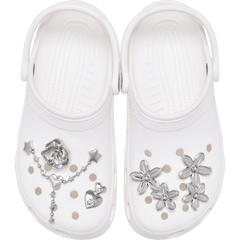 Crocs - Silver Meta Floral 5 Pack Jibbitz™ charms