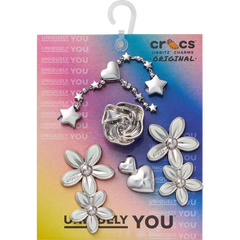 Crocs - Silver Meta Floral 5 Pack Jibbitz™ charms