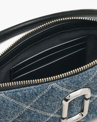 Marc Jacobs The Quilted Denim Snapshot Convertible Shoulder Bag Light Wash Indigo