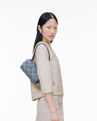 Marc Jacobs The Quilted Denim Mini Dual Shoulder Bag Light Wash Indigo