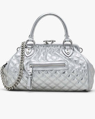 Marc Jacobs Re-Edition Quilted Metallic Leather Stam Bag Silver