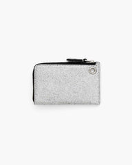 Marc Jacobs The Coated Glitter Everyday Top Zip Charm Wallet Silver