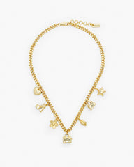 Marc Jacobs The Mini Icon Charm Necklace Light Antique Gold