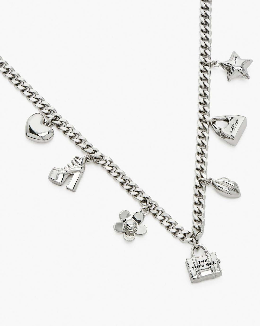 Marc Jacobs The Mini Icon Charm Necklace Light Antique Silver
