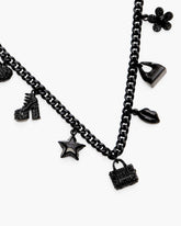Marc Jacobs Mini Icon Pave Charm Necklace Black/Black Crystal