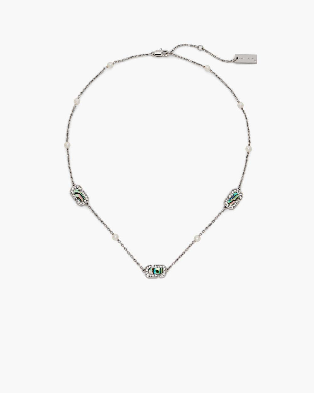 Marc Jacobs The J Marc Luxe Station Necklace Silver/Crystal