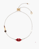 Marc Jacobs The Lips Slider Bracelet Silver/Red