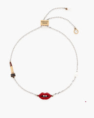 Marc Jacobs The Lips Slider Bracelet Silver/Red