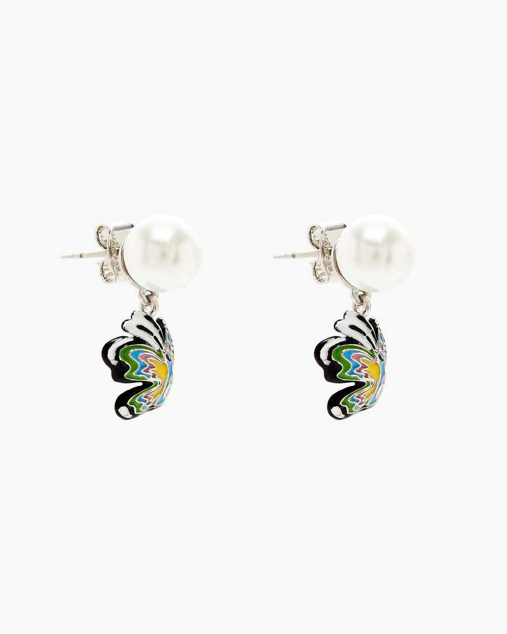 Marc Jacobs Hattie Stewart X Marc Jacobs Butterfly Pearl Earrings Silver/Multi