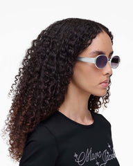 Marc Jacobs The Classic Logo Round Sunglasses Silver