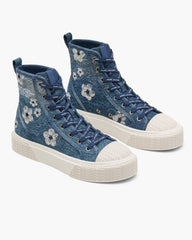 Marc Jacobs The Sequin Daisy Denim High Top Sneaker Vintage Indigo