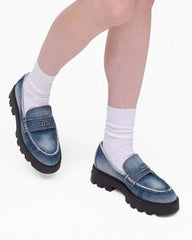 Marc Jacobs The Faded Denim Frankie Loafer Faded Vintage Indigo
