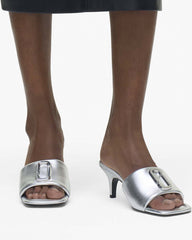 Marc Jacobs The Metallic J Marc Heeled Sandal Silver