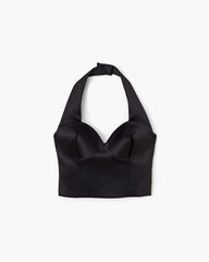 Marc Jacobs Sculpted Satin Halter Top Black