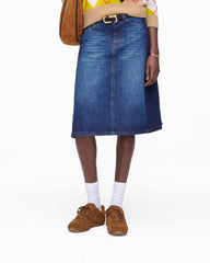 Marc Jacobs Two Tone Shadow Denim Skirt Dark Slub Indigo
