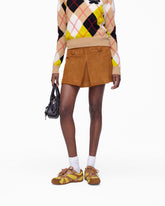 Marc Jacobs Suede Box Pleat Mini Skirt Copper