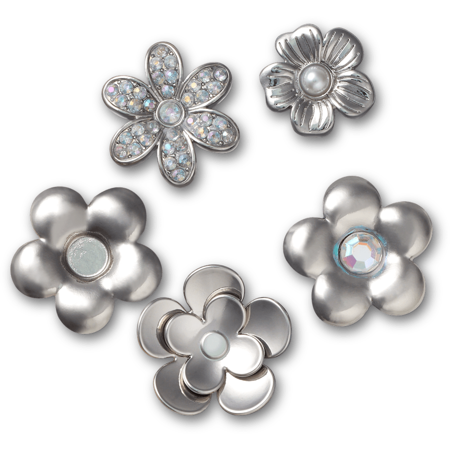 Crocs - Monochrome Slvr Flwrs 5 Pack Jibbitz™ charms
