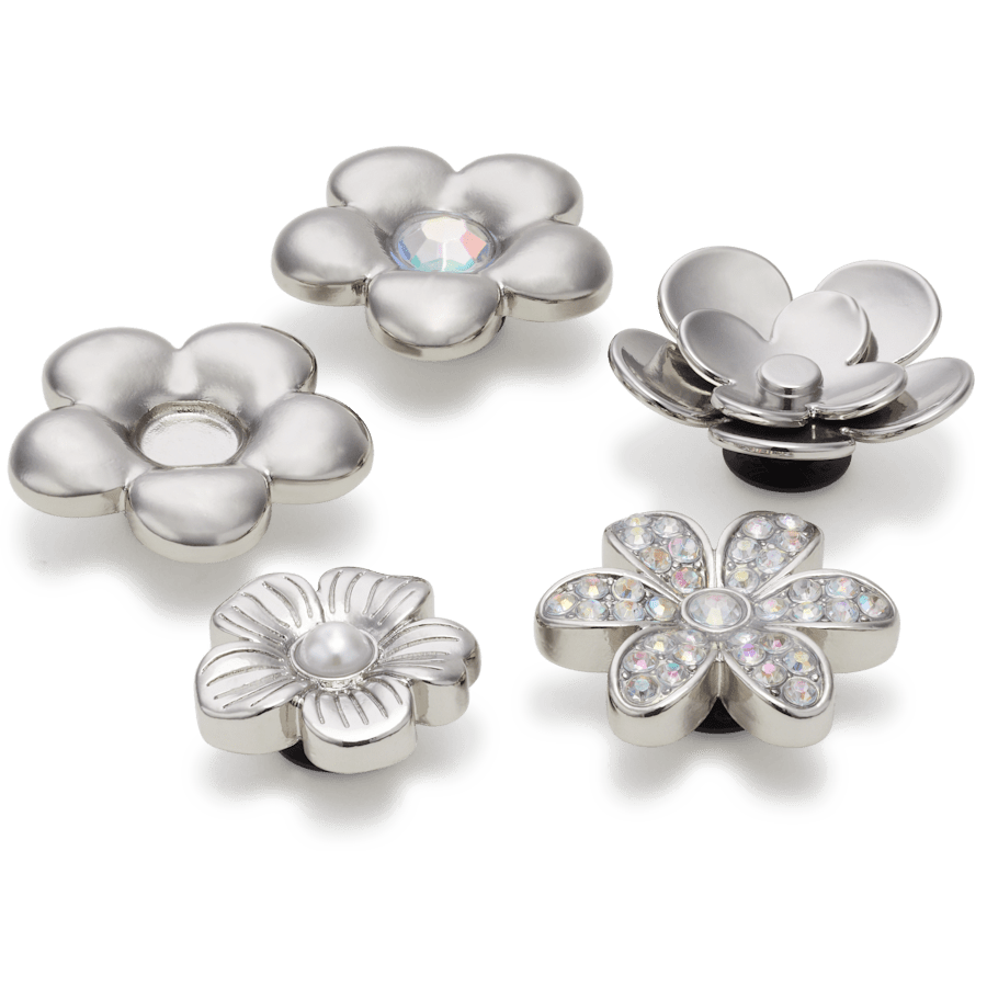 Crocs - Monochrome Slvr Flwrs 5 Pack Jibbitz™ charms