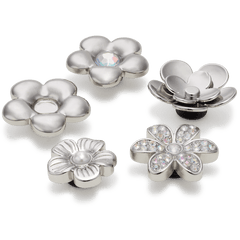 Crocs - Monochrome Slvr Flwrs 5 Pack Jibbitz™ charms