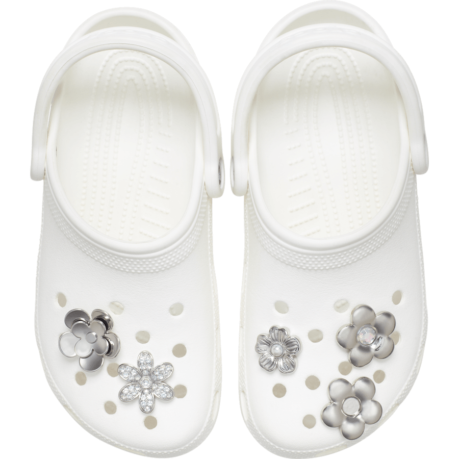 Crocs - Monochrome Slvr Flwrs 5 Pack Jibbitz™ charms