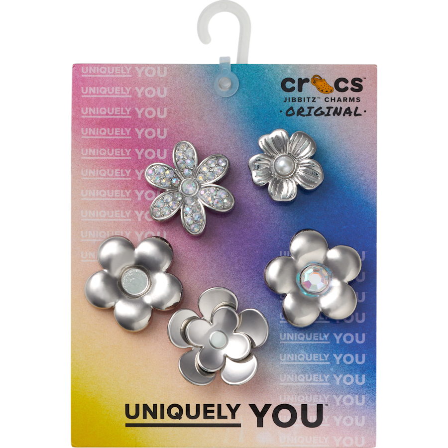 Crocs - Monochrome Slvr Flwrs 5 Pack Jibbitz™ charms