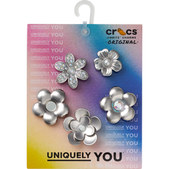 Crocs - Monochrome Slvr Flwrs 5 Pack Jibbitz™ charms