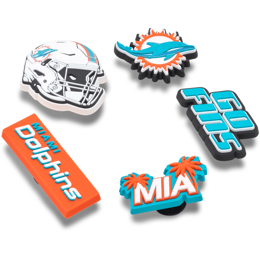 Crocs - NFL Miami Dolphins 5 Pack Jibbitz Shoe Charm
