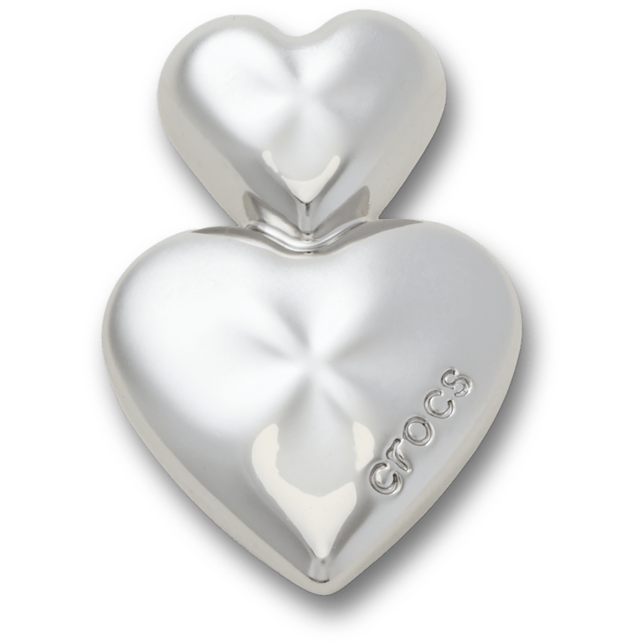 Crocs - Silver Double Heart Jibbitz™ charms