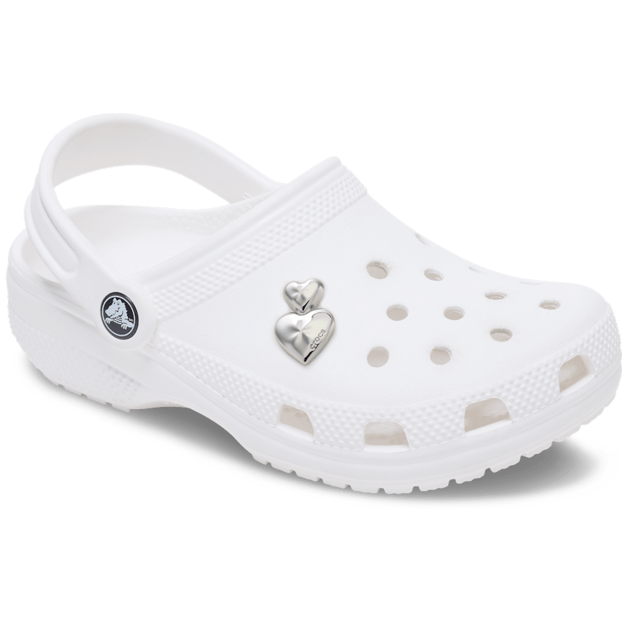 Crocs - Silver Double Heart Jibbitz™ charms