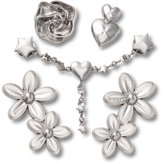 Crocs - Silver Meta Floral 5 Pack Jibbitz™ charms