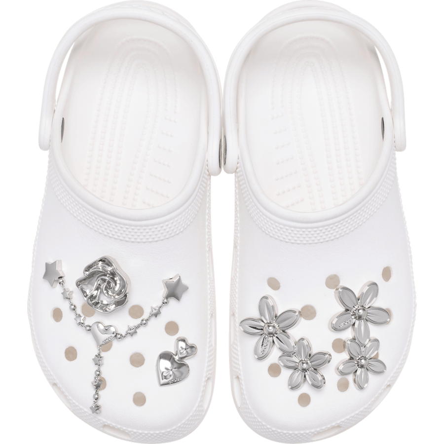 Crocs - Silver Meta Floral 5 Pack Jibbitz™ charms