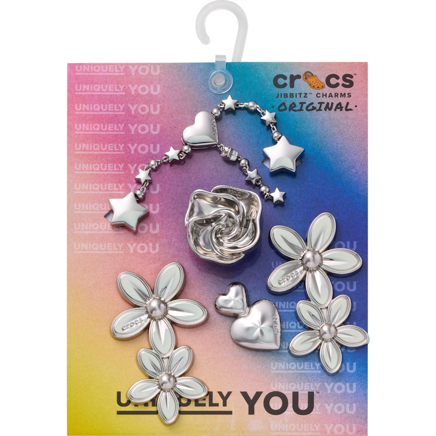 Crocs - Silver Meta Floral 5 Pack Jibbitz™ charms