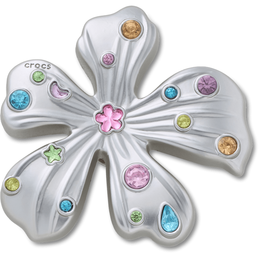 Crocs - Silver Meta Gem Flower Jibbitz™ charms