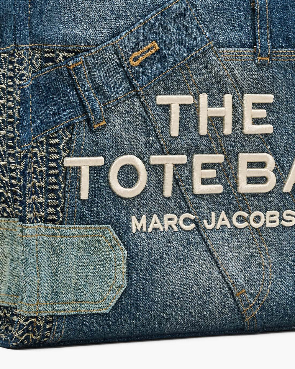 Marc Jacobs The Deconstructed Denim Medium Tote Bag Indigo Multi