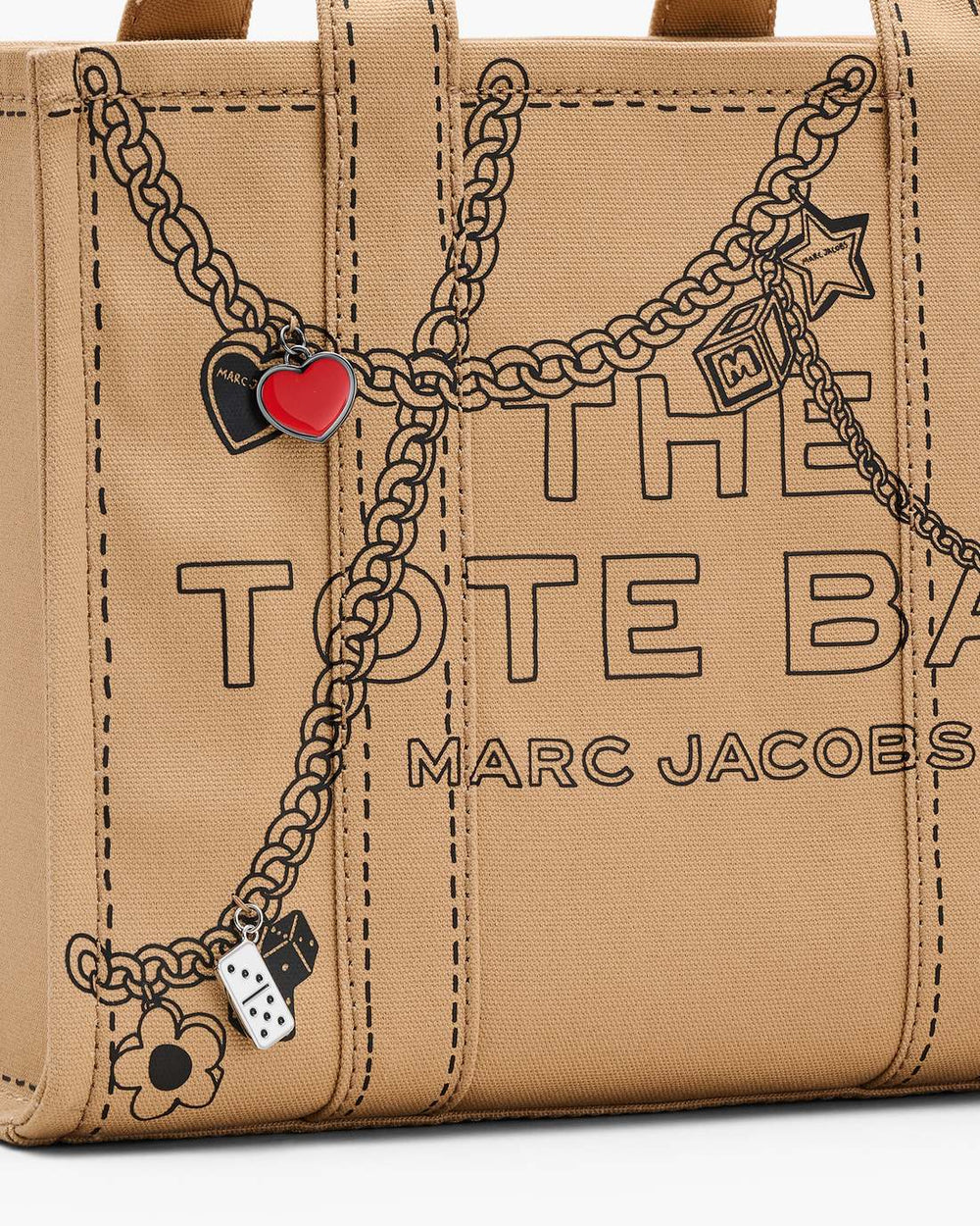 Marc Jacobs The Trompe L'Oeil Charm Canvas Medium Tote Bag Camel Multi