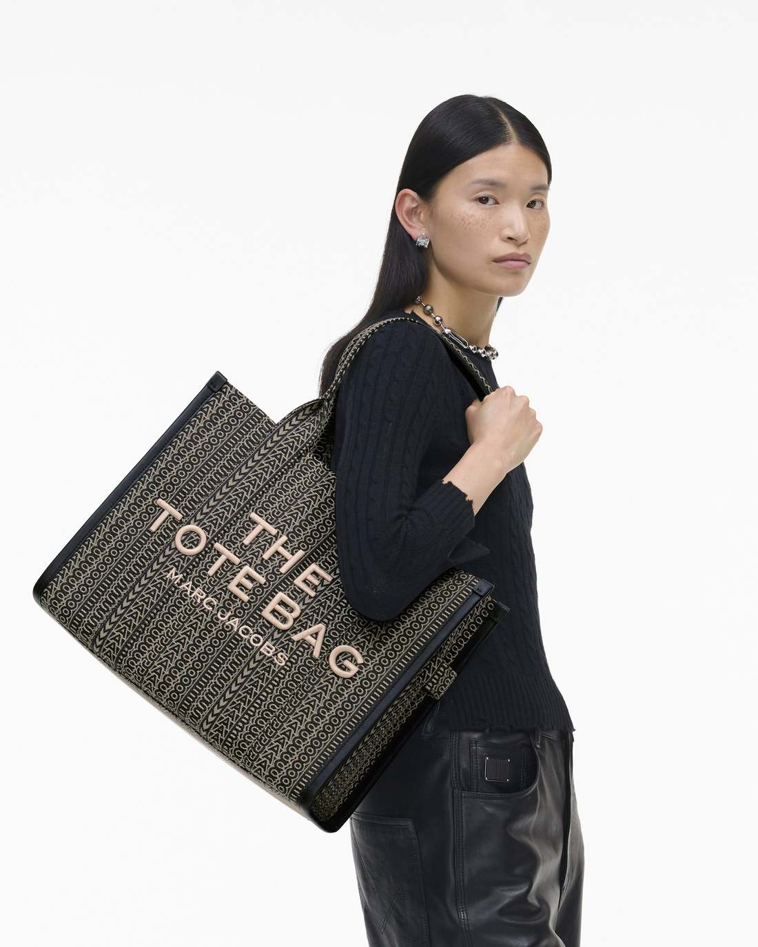 Marc Jacobs The Monogram Jacquard Large Tote Bag Beige Multi