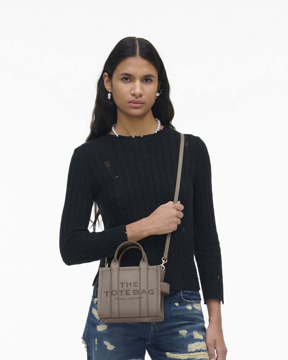 Marc Jacobs The Leather Crossbody Tote Bag Cement