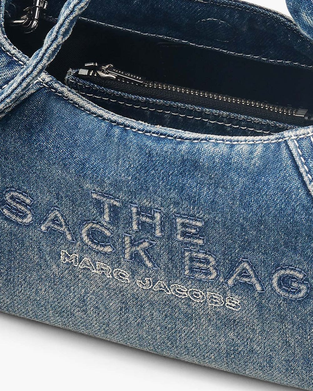 Marc Jacobs The Bow Denim Mini Sack Bag Medium Wash Indigo