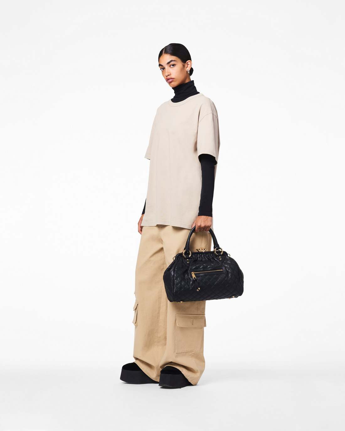 Marc Jacobs Re-Edition Quilted Leather Stam Bag Black