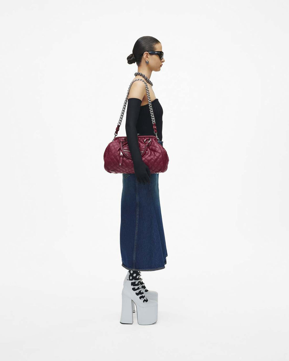 Marc Jacobs Re-Edition Quilted Leather Stam Bag Cherry