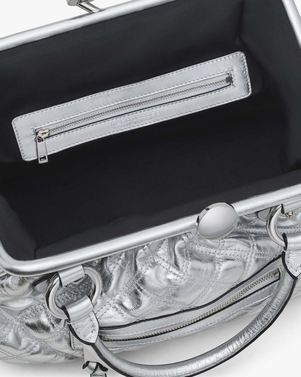 Marc Jacobs Re-Edition Quilted Metallic Leather Stam Bag Silver