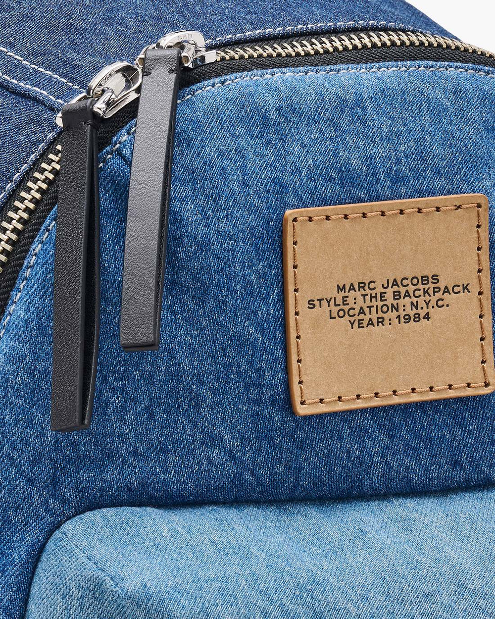 Marc Jacobs The Biker Colorblock Denim Large Backpack Indigo Multi