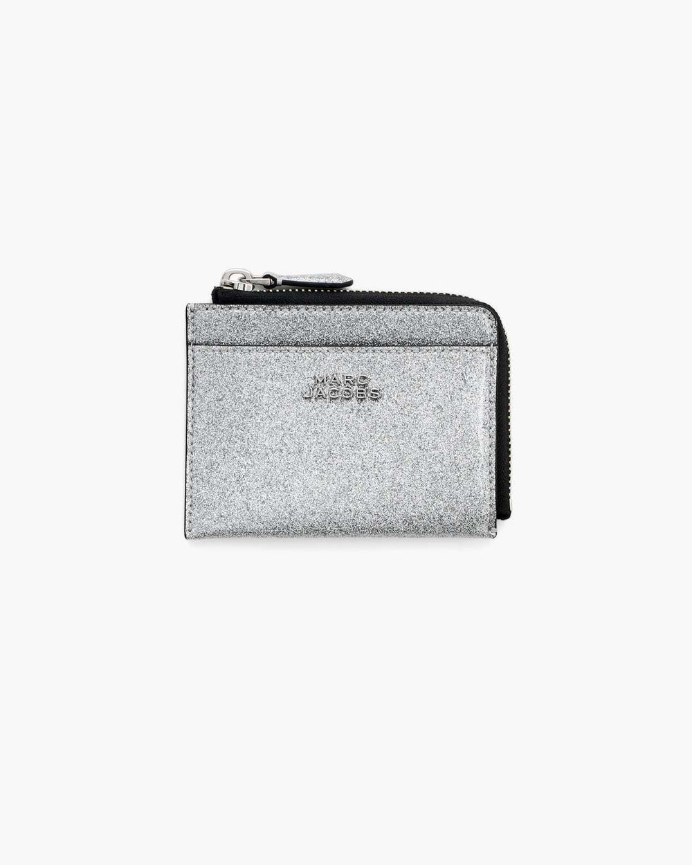 Marc Jacobs The Coated Glitter Everyday Top Zip Wallet Silver