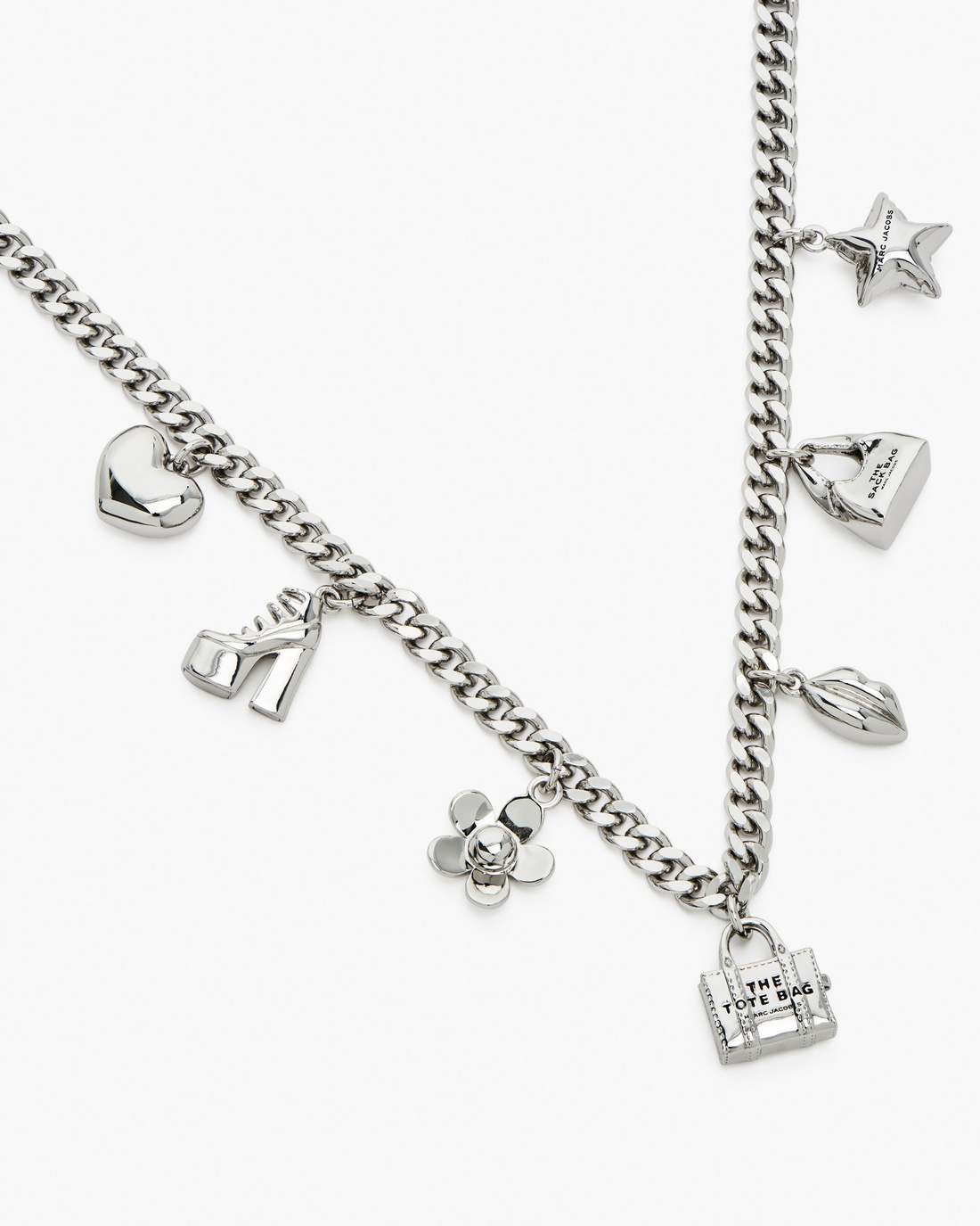 Marc Jacobs The Mini Icon Charm Necklace Light Antique Silver