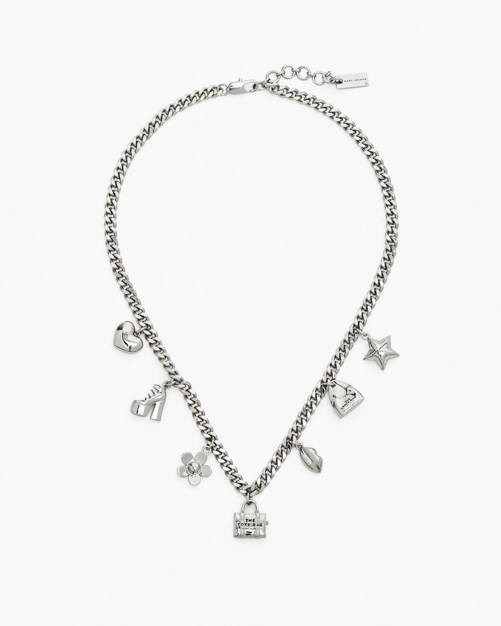 Marc Jacobs The Mini Icon Charm Necklace Light Antique Silver