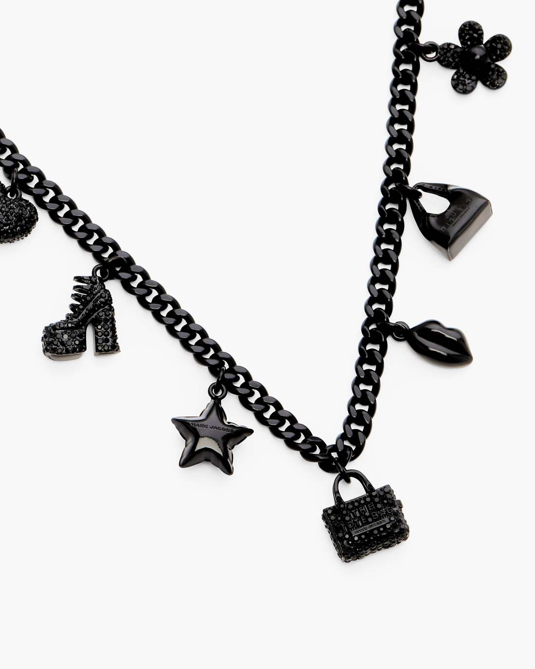 Marc Jacobs Mini Icon Pave Charm Necklace Black/Black Crystal