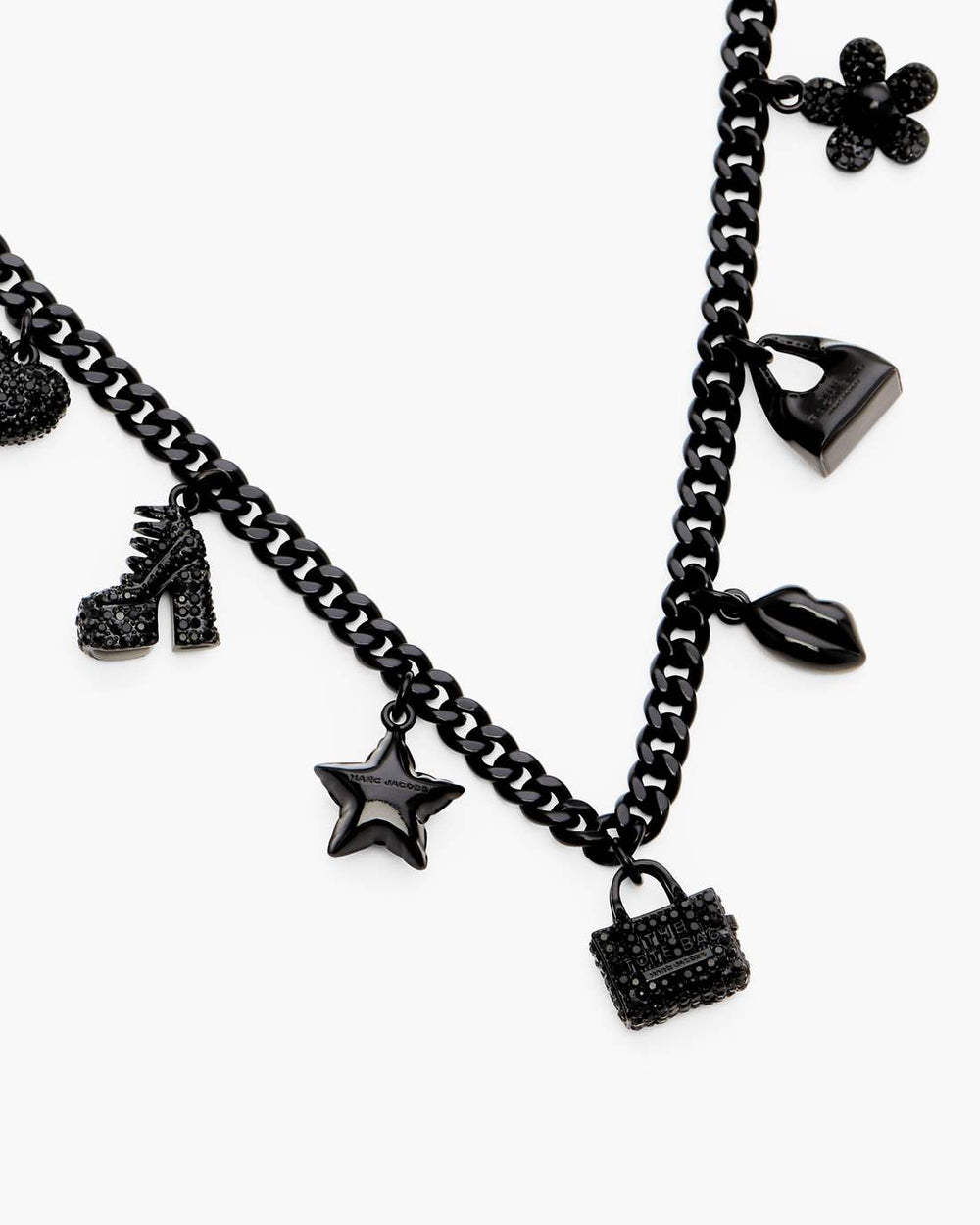 Marc Jacobs Mini Icon Pave Charm Necklace Black/Black Crystal